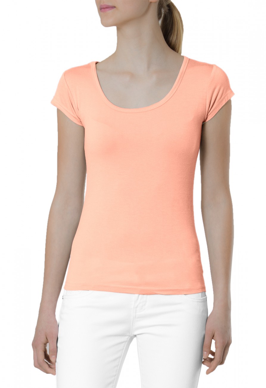 CASPAR Damen klassisch elegantes Basic kurzarm Shirt / TShirt / Top unifarben Stretch viele
