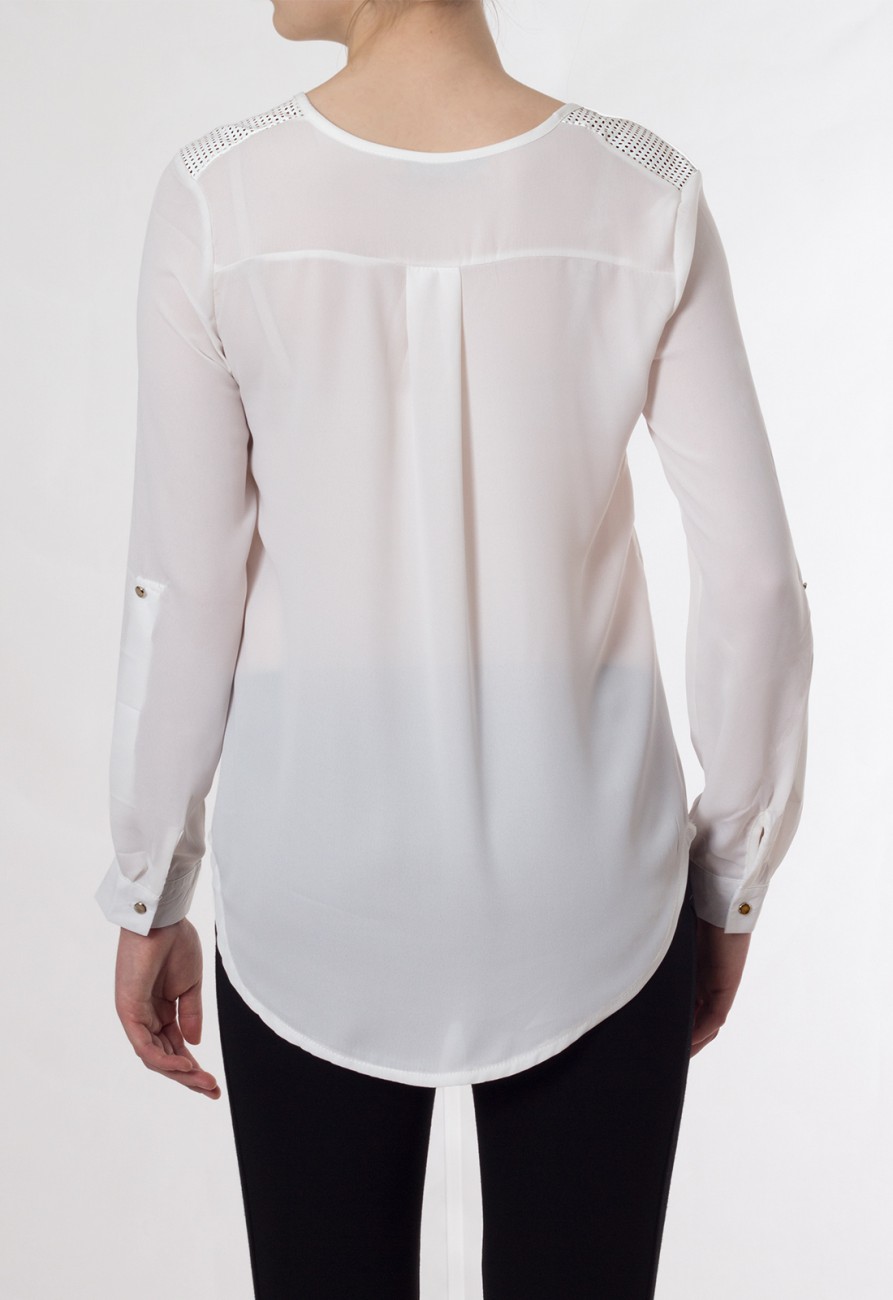 CASPAR Damen Bluse aus halbtransparentem Chiffon mit Metall